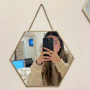 TWO Hexagon Gold Frame Mirror